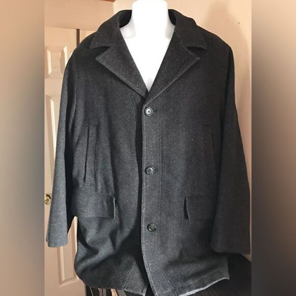 Michael Kors Men's Wool Marled Black And Brown Peacoat Size L Large - Picture 1 of 4